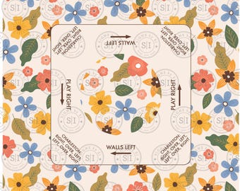 Mahjong Mat |Floral Custom White MahJong (mah-jongg) Mat | Dominos | Gaming Mat Tablecloth
