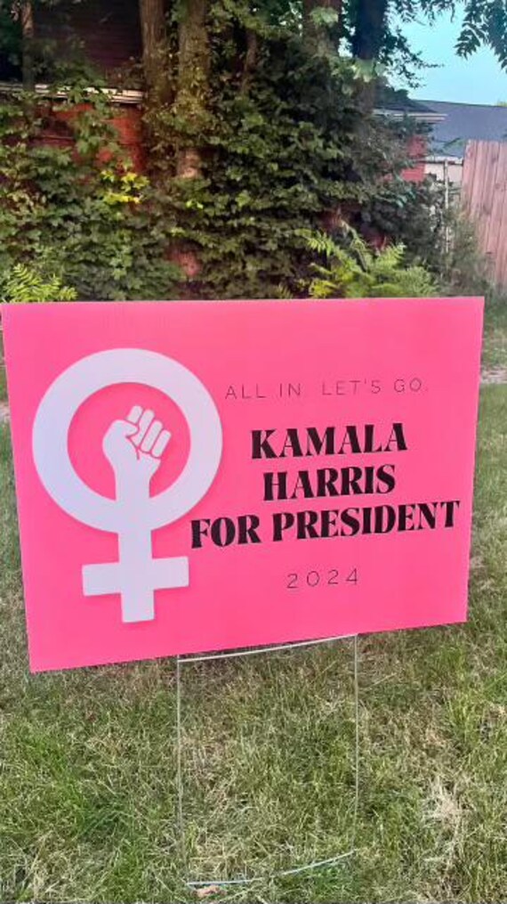 Kamala Harris, cartello da cortile con campagna presidente 2024, divertente cartello presidenziale, cartello da giardino per esterni, prato e giardino