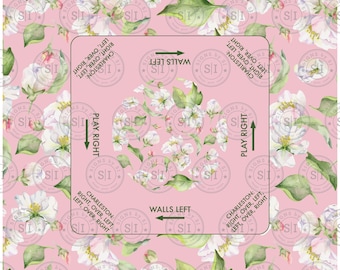 Mahjong Mat |Apple Blossom Custom White MahJong (mah-jongg) Mat | Dominos | Gaming Mat Tablecloth
