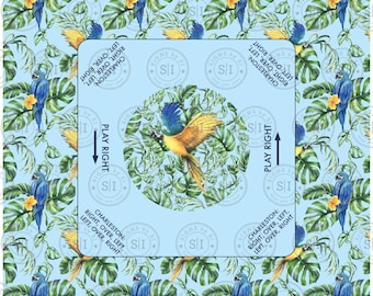 Mahjong Mat |Parrots and Monstera Custom White MahJong (mah-jongg) Mat | Dominos | Gaming Mat Tablecloth