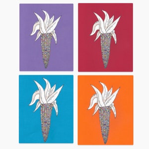 Set of (4) Original Corn Art (Drawing) Printed on Canvas 8x10 Fall Autumn Thanksgiving