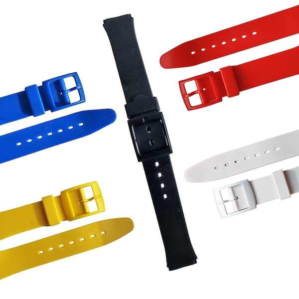 Bracelets de montre en PVC de 18 mm - Lisse et léger - Imperméable - Six couleurs au choix - Livraison GRATUITE au Royaume-Uni