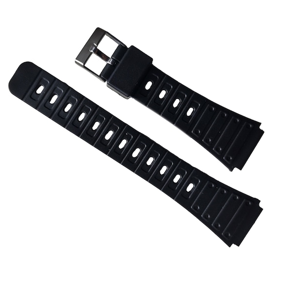 18mm 20mm Black PVC Plastic Watch Straps - Lightweight and Waterproof - Stainless Steel Buckle - FREE Delivery in the UK