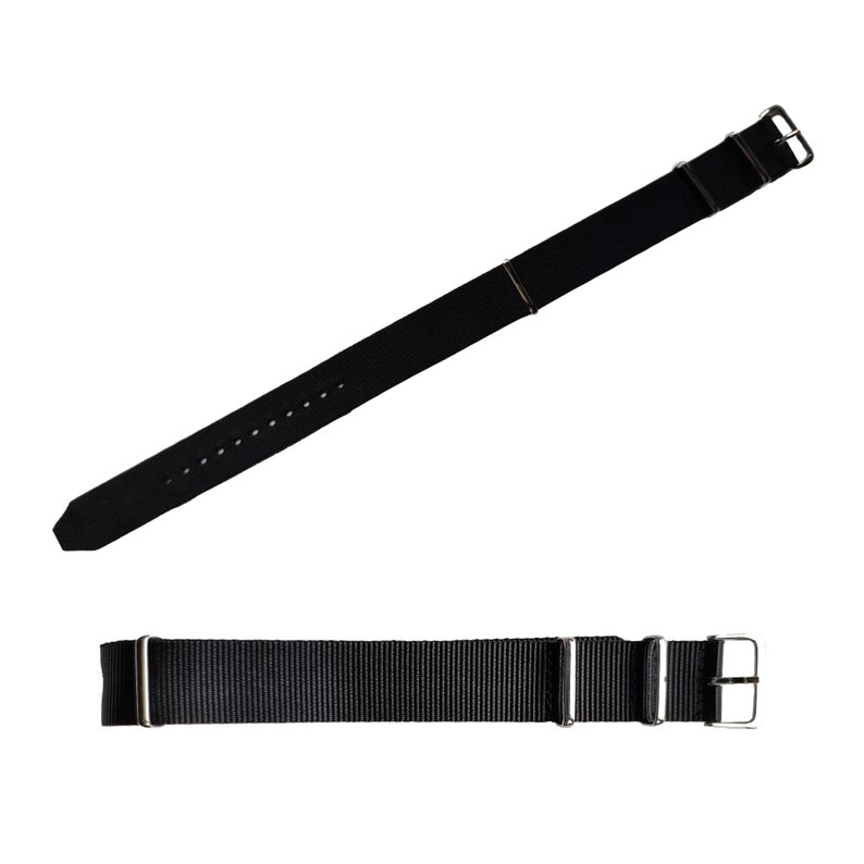 14mm 16mm 18mm 20mm 22mm 24mm One-Piece Nylon Watch Straps Military Wristwatch Straps Stainless Steel Buckles Waterproof, Washable Black