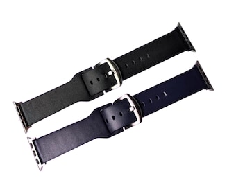 Correa de repuesto de cuero para Apple Watch - Cuero liso de doble cara - 38/40/41 mm o 42/44/45 mm - Calidad prémium - Envío GRATUITO al Reino Unido