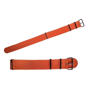 14mm 16mm 18mm 20mm 22mm 24mm One-Piece Nylon Watch Straps Military Wristwatch Straps Stainless Steel Buckles Waterproof, Washable Tangerine