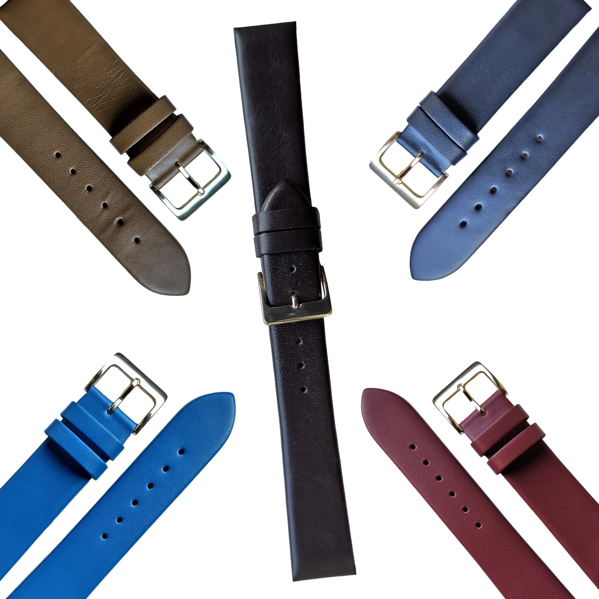 Cinturino Per Orologio In Pelle WOCCI Grace - Sgancio Rapido, Fibbia In Acciaio Inossidabile - Larghezze 12-20mm - Foto 2