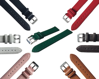 Uhrenarmband aus weichem Kalbsleder – Edelstahlschließe (Größen 10–18 mm) | Zubehör für Uhrenreparatur und -ersatz