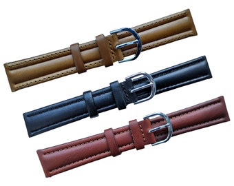 8mm 10mm 12mm 14mm 16mm 18mm 20mm Italian Leather Watch Straps - Luxury Padded Calf Leather - Oiled Leather - FREE UK First Class Delivery