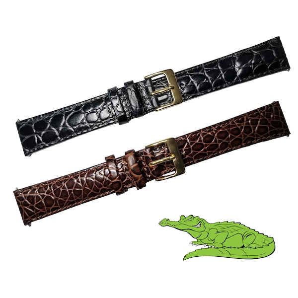 Bracelets de montre en cuir de veau véritable grain crocodile 10 mm 12 mm 14 mm 16 mm 18 mm 20 mm - Livraison première classe GRATUITE au Royaume-Uni