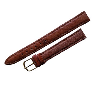 8mm 10mm 12mm 14mm 16mm 18mm 20mm Calf Grain Genuine Leather Watch Straps Six Colours Available Gold Coloured Buckles FREE UK Delivery Tan