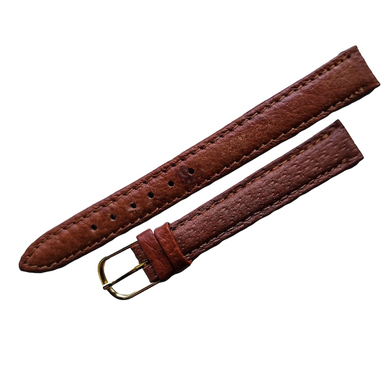 8mm 10mm 12mm 14mm 16mm 18mm 20mm Calf Grain Genuine Leather Watch Straps Six Colours Available Gold Coloured Buckles FREE UK Delivery Tan