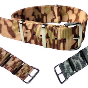 16mm 18mm 20mm 22mm 24mm Military-Style Camouflage Military Watch Straps - Stainless Steel Buckles - Waterproof One-Piece Nylon Watch Strap