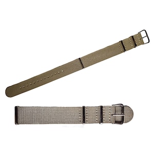 14mm 16mm 18mm 20mm 22mm 24mm One-Piece Nylon Watch Straps Military Wristwatch Straps Stainless Steel Buckles Waterproof, Washable Khaki