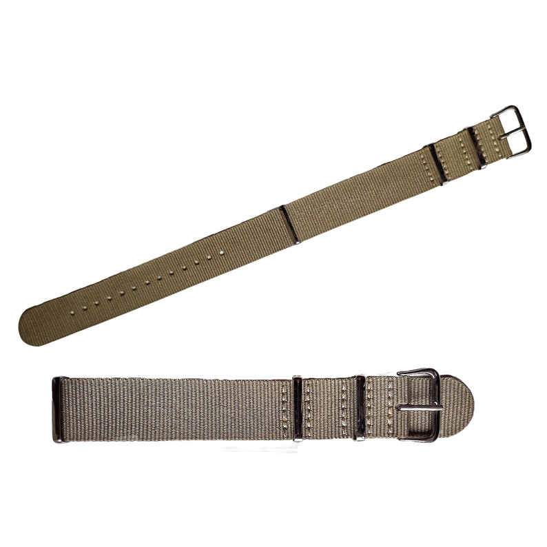 14mm 16mm 18mm 20mm 22mm 24mm One-Piece Nylon Watch Straps Military Wristwatch Straps Stainless Steel Buckles Waterproof, Washable Khaki