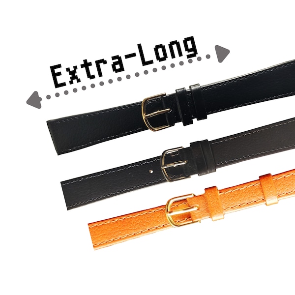 10mm 12mm 18mm 20mm Extra-Long Genuine Calf Leather Watch Straps - Three Colours to Choose From - FREE UK Delivery