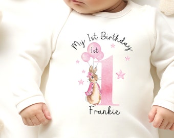 1st Birthday Gift, 1st Birthday Baby Girl, My First Birthday Outfit,  Personalised Sleepsuit, Vest, Bib, First Birthday Gift, Baby Keepsake