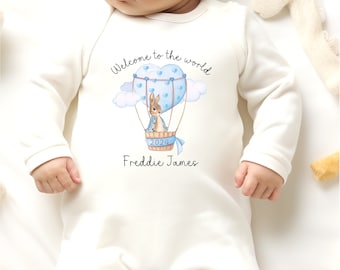 Personalised New Baby Gift, Baby Boy Sleepsuit, Vest, Bib, Welcome To The World 2024, New Baby Keepsake, Christening, Coming Home Outfit