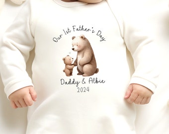 Fathers Day Sleepsuit, 1st Fathers Day As My Daddy, New Dad Gift, Fathers Day, 1st Fathers Day Baby grow, Sleepsuit Bodysuit Keepsake