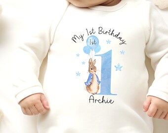 Personalised 1st Birthday Sleepsuit, My 1st Birthday Outfit,  Personalised First Birthday Vest, Bib Sleepsuit 1st Birthday Keepsake Gift