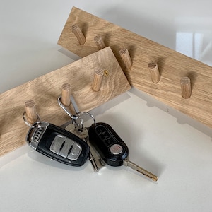 Handmade Oak Peg Key Rack: Hallway Key Holder