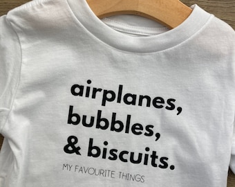 Children's Favourite Things Personalised T-shirt, Birthday Gift, Memory, Boy Girl Birthday Tee
