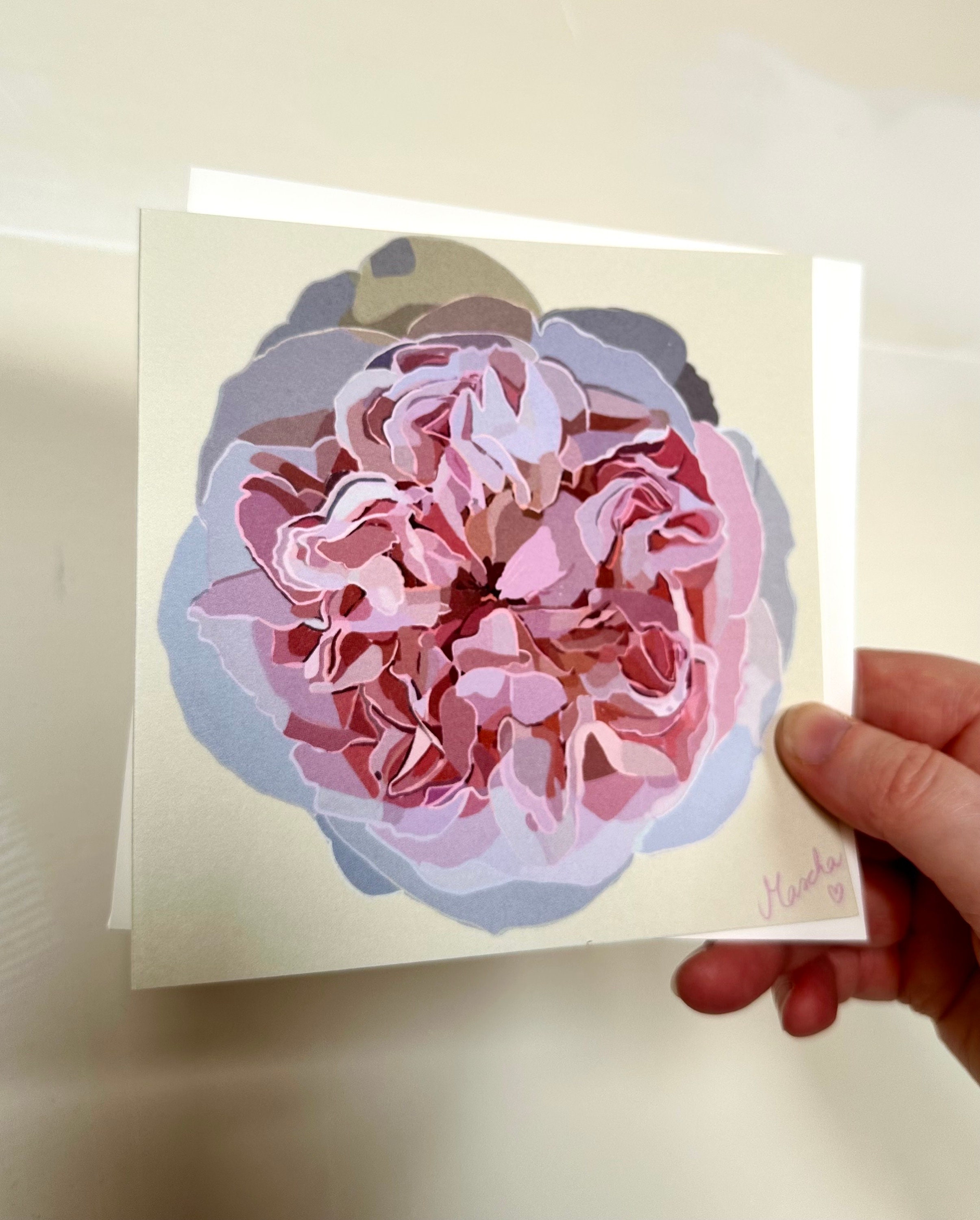 Soft Pink Rose Flower Card - Etsy