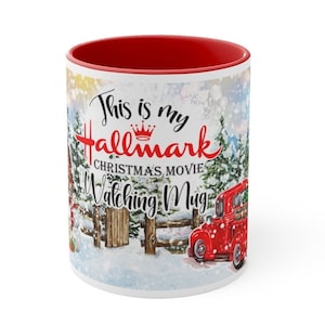 Esta es mi taza navideña de Hallmark para ver películas, regalo de Navidad, decoración de granja, decoración navideña, taza de café Hallmark, taza navideña retro