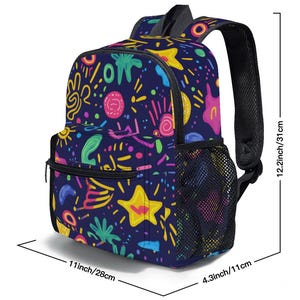 Retro 1980s-90s Aesthetic Backpack for Kids & Teens | Vintage Pattern School Bag | Y2K Style Laptop Book Bag | Trendy Oxford Cloth Backpack