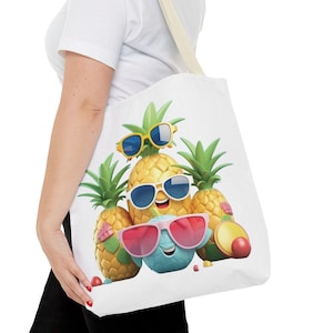 Tropical Pineapple Tote Bag - Fun Summer Vibes for Beach Days, Grocery Shopping, and Eco-Friendly Living, Gifts for Foodies, Vacation