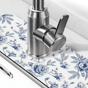 Chinoiserie Floral Aesthetic Faucet Mat for Kitchen Sink