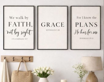Christian Scripture Prints, Minimalist Bible Verse Wall Art (Digital Download)