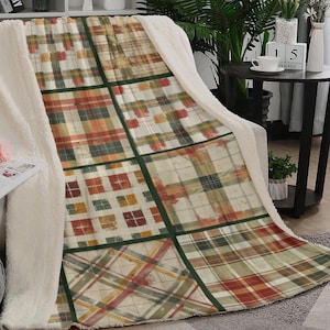 Fall Plaid Throw Blanket, Cozy Home Decor, Warm Soft Fabric, Seasonal Accent, Perfect for Autumn & Winter, Gift Idea for Her Him, Farmhouse