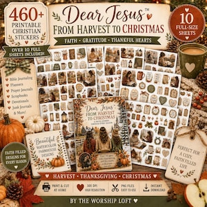 460+ utskrivbara kristna klistermärken | Bibeljournaling och trosplanerarklistermärken | Harvest Thanksgiving-julklistermärken