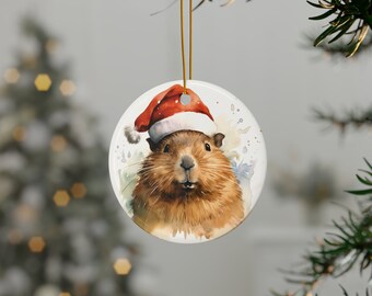 Capybara Christmas Hat Ornaments