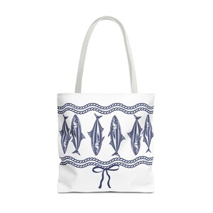 Nautische Einkaufstasche für Angelliebhaber, Strandtasche, Geschenk für Meeresbegeisterte, Angelndekor, Accessoires zum Thema Ozean