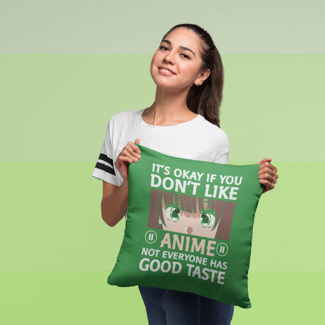 Anime Square Pillow, Anime Green Pillow, Birthday Gift, Gift for Him