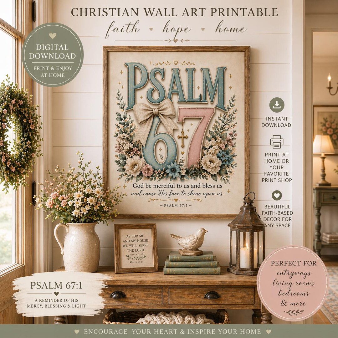 Psalm 67 Wall Art Printable, Christian Cottage Decor, Bible Verse Print ...