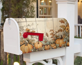 Autumn Mailbox Cover, Fall Pumpkins Mailbox Covers, Magnetic House Art, Mailbox Decor Magnetic Mailbox Wrap, Fall Harvest Season Decor