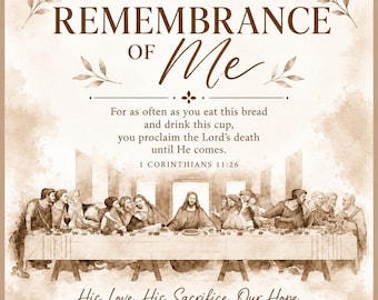 Last Supper Wall Art, 1 Corinthians 11:26 Scripture Print, Christian Dining Room Decor, Watercolor Communion Art, Modern Faith Gift
