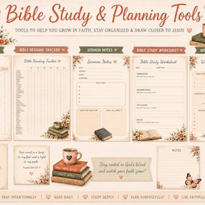 Christian Prayer Journal Bundle for Women | Bible Study Printable Kit | Faith Planner Junk Journal Ephemera, Sermon Notes | 30 Day Challenge image 7