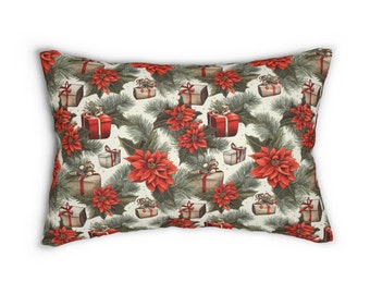 Coussin lombaire de Noël en poinsettia