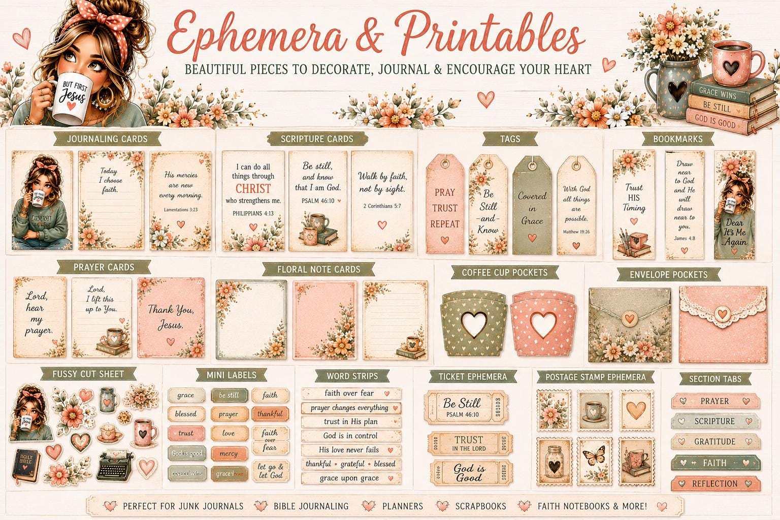 Christian Prayer Journal Bundle for Women | Bible Study Printable Kit ...
