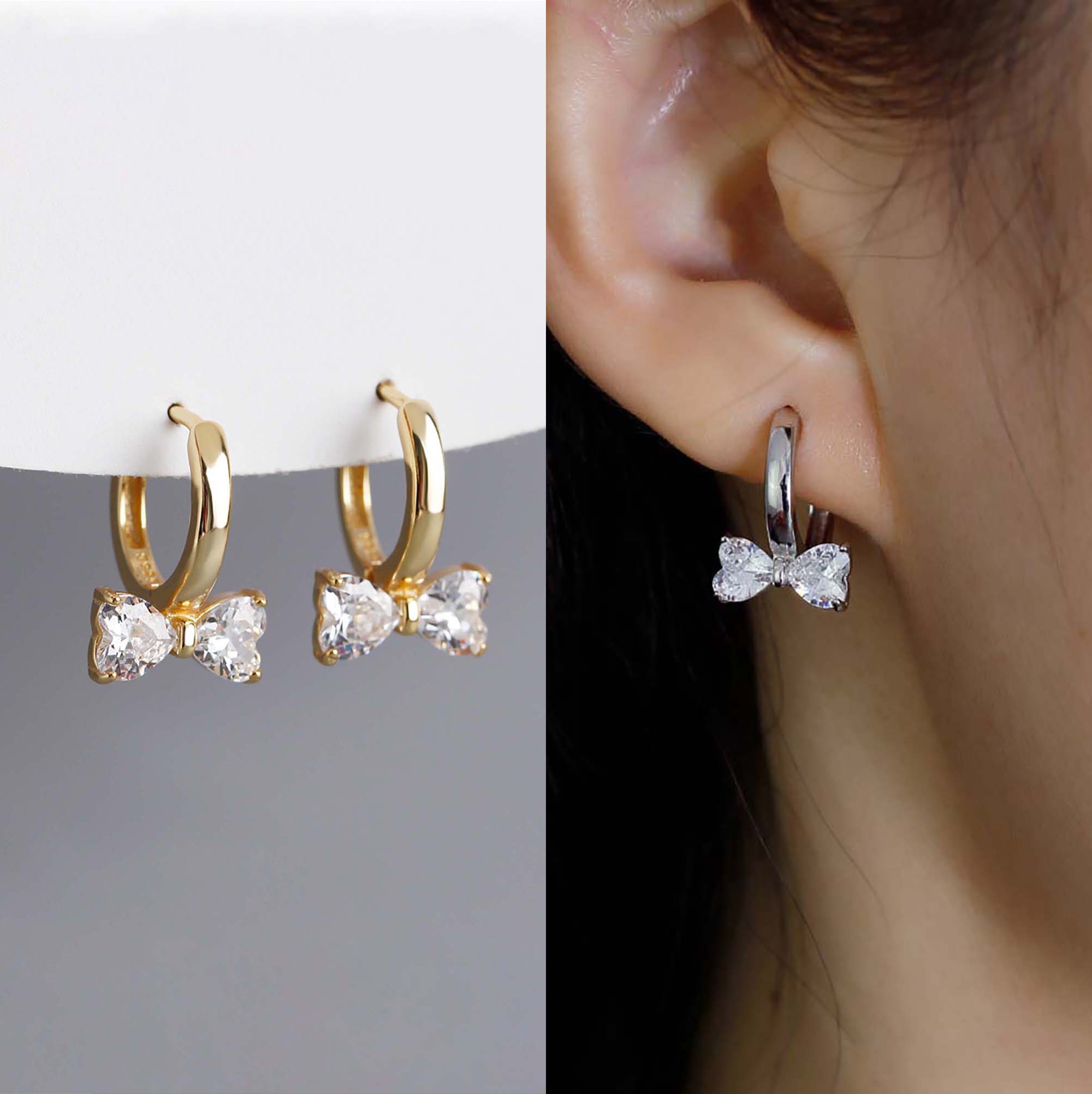 Bow Earrings, Fashion Long Gold Tassel Bow Earrings,korean