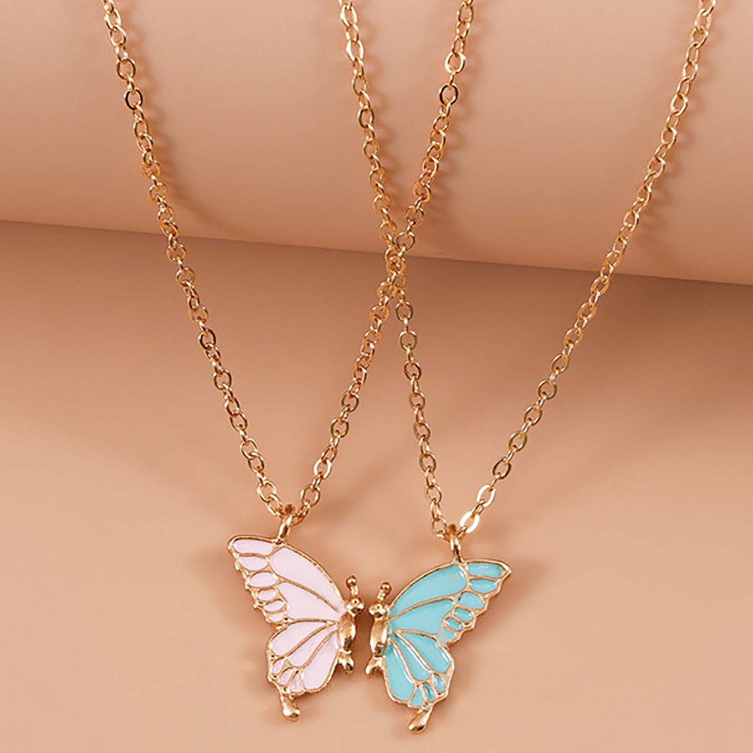 Silver Best Friend Butterfly Necklace Pack