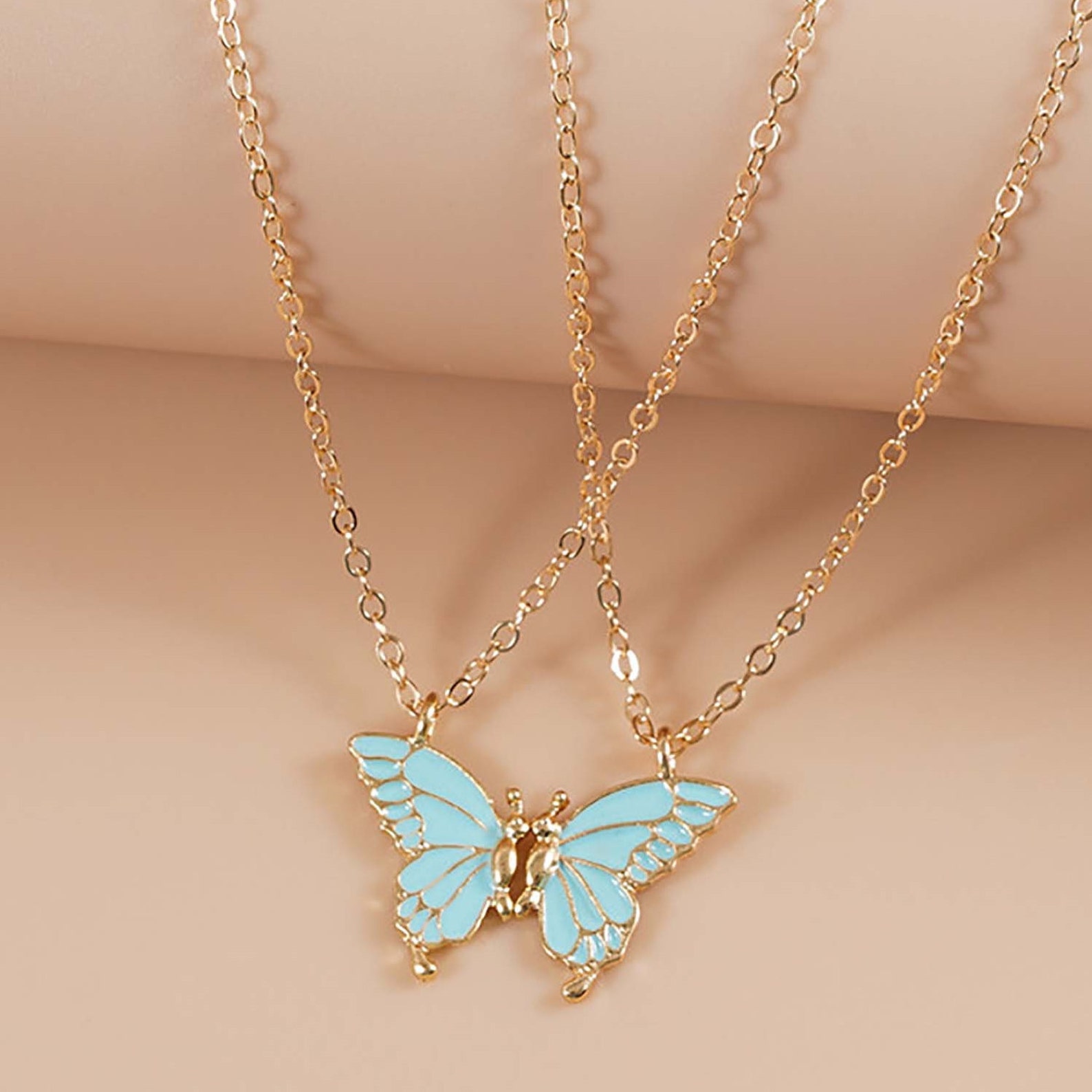 Butterfly Wing Necklace Two Butterfly Necklacescolorful - Etsy