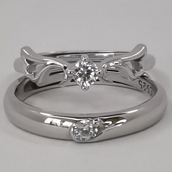 Engravable Guardian Angel Matching Promise Rings For Couples In Sterling  Silver