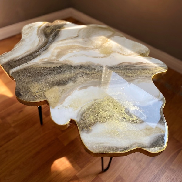 Coffee Unique table of unusual shape,The large handmade geode resin art table, handmade furniture , living room table