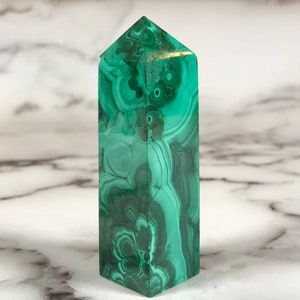 3.18” A+ High Quality Malachite Tower 4.7oz, Natural Untreated Malachite Point, Rare Polished Malachite Obelisk from Congo (#566)