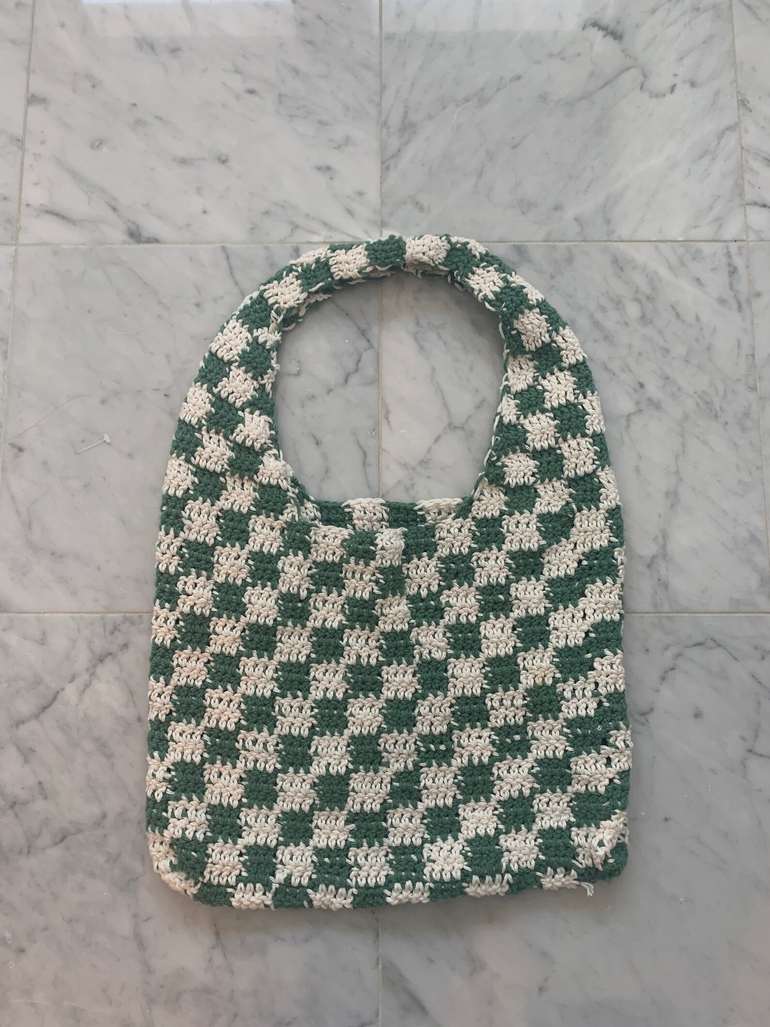 Handmade Checkered Crochet Tote Bag Made to Order Etsy
